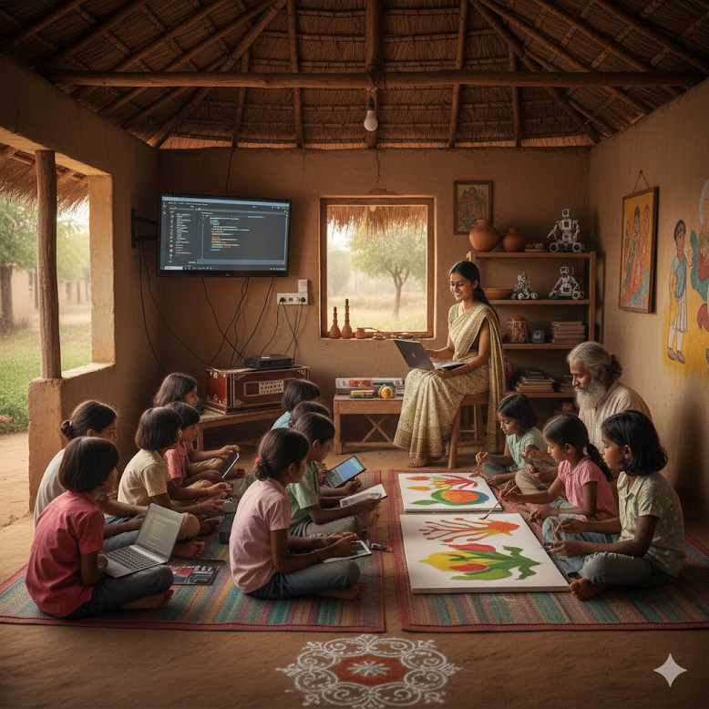 Children learning in a rural arts space